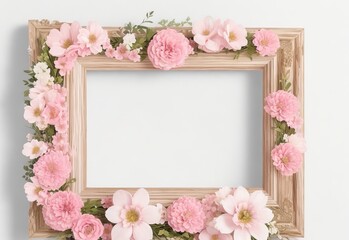 Wooden frame decorated with pink and white flower