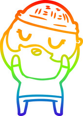 rainbow gradient line drawing cute cartoon man with beard