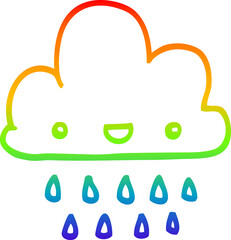 rainbow gradient line drawing cartoon storm cloud