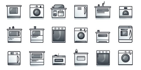 A collection of kitchen appliances and appliances icons that can be used for various purposes