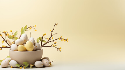 Minimalistyczne żółte tło na życzenia Wielkanocne.  Alleluja - Wesołych świąt Wielkiej...