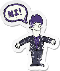 retro distressed sticker of a cartoon spooky vampire