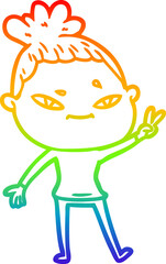 rainbow gradient line drawing cartoon woman