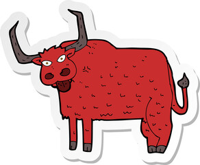 sticker of a cartoon hairy cow