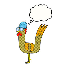 thought bubble cartoon chicken wearing disguise