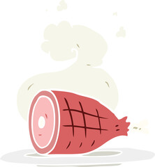 flat color style cartoon cooked meat
