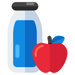 An icon design of milk bottle with apple, healthy breakfast 