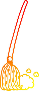 recommend clip art: warm gradient line drawing cartoon broom sweeping