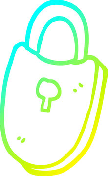 recommend clip art: cold gradient line drawing cartoon treasure lock