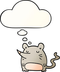 cartoon mouse and thought bubble in smooth gradient style