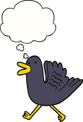 cartoon duck running and thought bubble