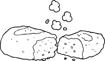 black and white cartoon bread