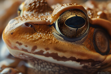 Close up macro photography of a frog. Very detailed macro photography