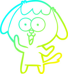 cold gradient line drawing cute cartoon dog