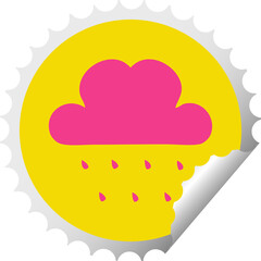 circular peeling sticker cartoon rain cloud