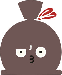 flat color retro cartoon sack