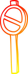 warm gradient line drawing cartoon warning sign