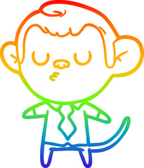 rainbow gradient line drawing cartoon monkey