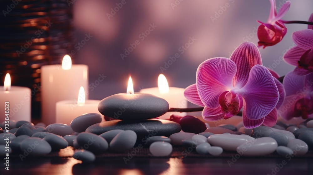 Poster a bunch of candles sitting on top of a table. perfect for creating a warm and cozy atmosphere.