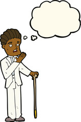 cartoon shocked gentleman with thought bubble