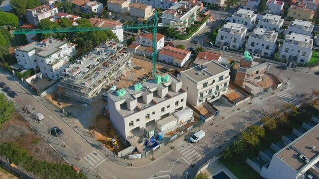 Sitges Construction Aerial: Coastal Cityscape Meets Urban Progress