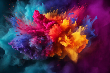 Holi festival of colors colorful paint splash explosion  - obrazy, fototapety, plakaty