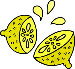 quirky hand drawn cartoon lemon