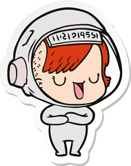 sticker of a cartoon astronaut woman
