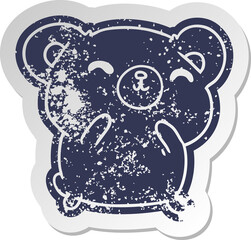 distressed old sticker kawaii cute happy bear