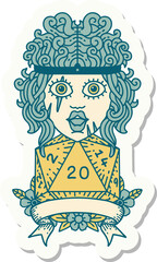 human barbarian with natural twenty dice roll sticker