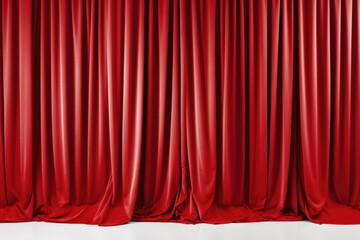 A room with a red curtain and a white floor. Suitable for theater, performance, or interior design concepts