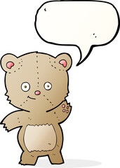 Obraz na płótnie Canvas cartoon waving teddy bear with speech bubble