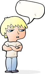 cartoon annoyed boy with speech bubble