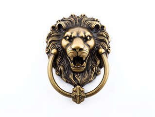 Brass Door Knocker Elegant Entryway Isolated on White Background AI Generated