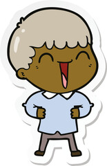 sticker of a cartoon happy man