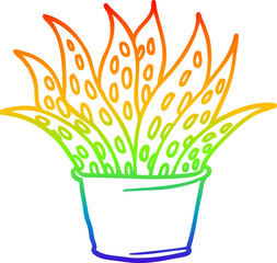rainbow gradient line drawing cartoon house plant