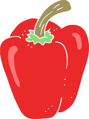 flat color illustration of a cartoon pepper