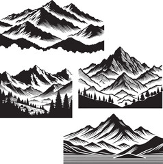 Mountain silhouette, vector artwork of Mountain.