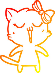 Fototapeta premium warm gradient line drawing cartoon cat