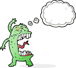cartoon crazy monster with thought bubble