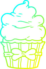 cold gradient line drawing cartoon fancy cupcake