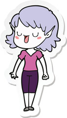 sticker of a cartoon elf girl
