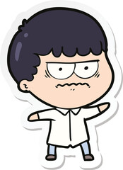 sticker of a cartoon annoyed man