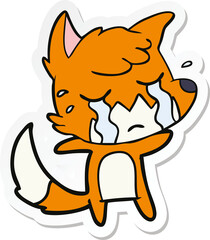 sticker of a crying fox cartoon