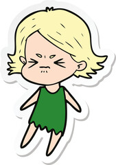 sticker of a cartoon angry woman