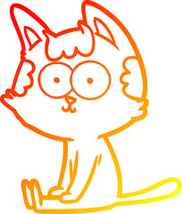 warm gradient line drawing happy cartoon cat