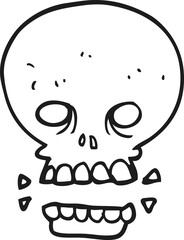 black and white cartoon scary skull