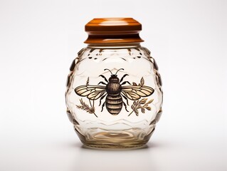 Glass Honey Jar Sweet Natural Isolated on White Background AI Generated