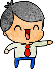 textured cartoon of kawaii man in suit