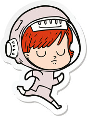 sticker of a cartoon astronaut woman